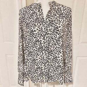 Loft black and white leopard blouse